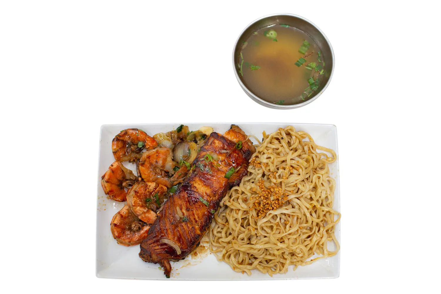 Grilled Salmon with Shrimp and Noodle Soup at Hanoi Chicken Noodle, Vietnamese Restaurant in San Leandro